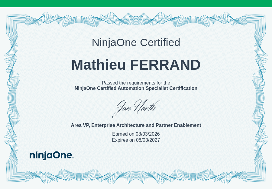 NinjaOne Certified Automation Specialist